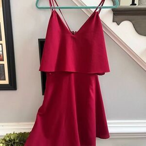 Ali & Jay Burgundy Tiered Spaghetti Strap A-Line Mini Dress sz M